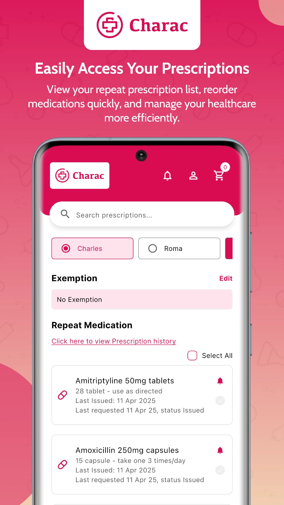 Charac - The Pharmacy App screenshot