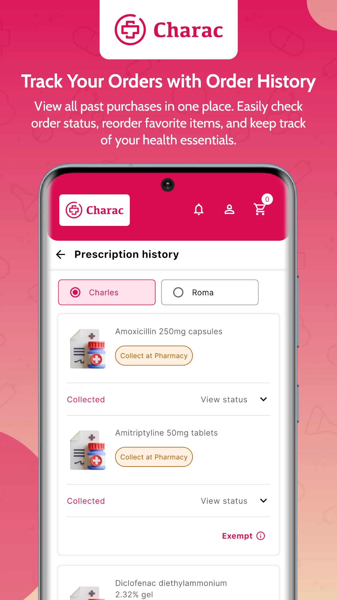 Charac - The Pharmacy App screenshot
